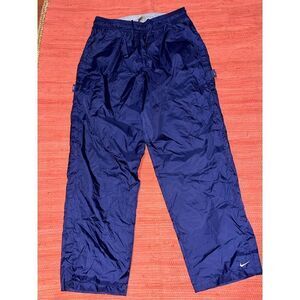 Vintage 90s Nike Mens large Distressed Mini Swoosh Lined Wide Leg Pants, Vintage